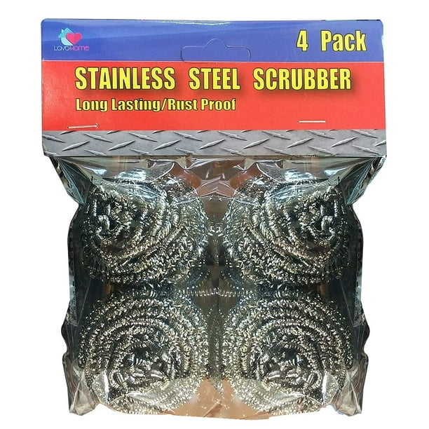 4Pack JUMBO STAINLESS STEEL SCRUBBER KITCHEN SCOURER PAN CLEANING PAD